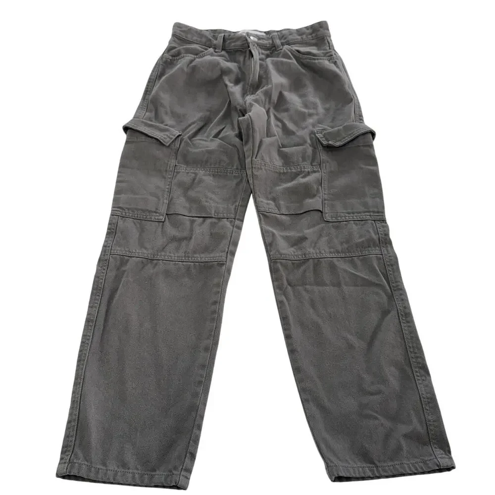 Bershka Pants Women Size 29 Grey‎ Cargo Grunge Streetwear Utility